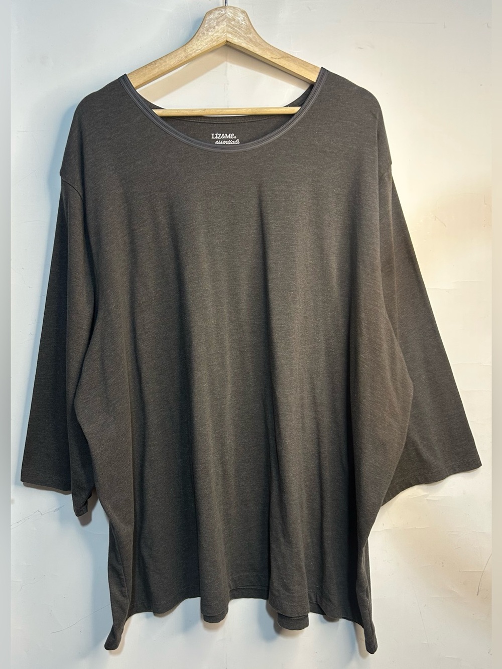 Liz & Me Essentials Grey Long Sleeve T-Shirt 4X (30/32W)